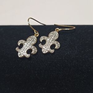 Gold and Diamond Fleur De Lis Earrings